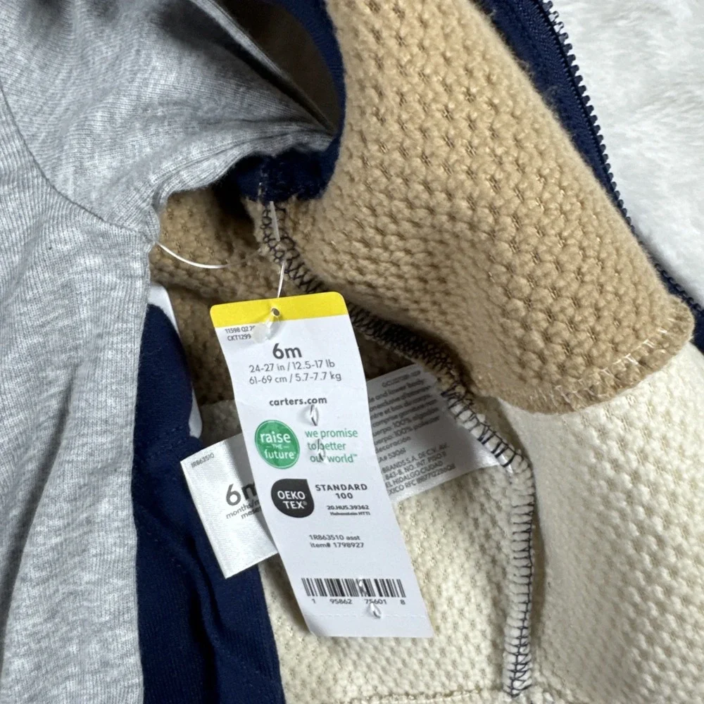Carters Baby Boy 6M 3-Piece Sherpa Vest Penguin Bodysuit Pants Set Navy Gray NWT